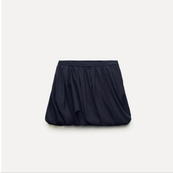 NWTβZara ZW Collection Navy Blue Size S Balloon Mini Skirt - Picture 11 of 11